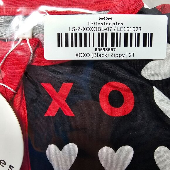NIB Little Sleepies XOXO Black Zippy Size 2T - Picture 2 of 3